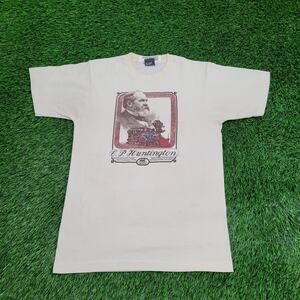 Vintage 80s CP-Huntington Train Shirt Small 18x26 Railroad